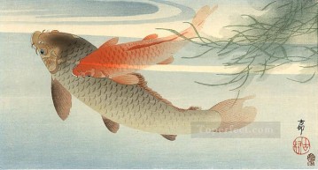 Animal Painting - carpa dorada pez Ohara Koson